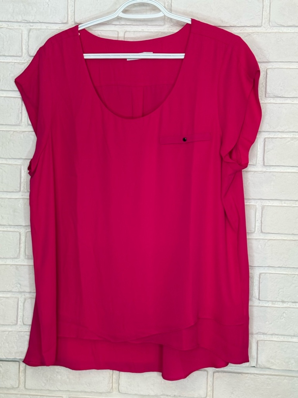Hot Pink Lightweight Scoop Neck Cap SleeveBlouse XXL